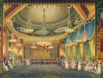 La salle de musique, des vues du Royal Pavilion, Brighton par John Nash, 1826